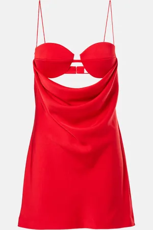 ALEX PERRY Cutout draped satin crÃªpe minidress