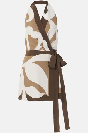 SIR Portia printed silk satin wrap dress
