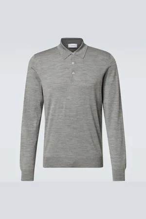 LARDINI Knitted wool, silk, and cashmere polo shirt