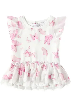 MONNALISA Butterflies ruffled georgette top