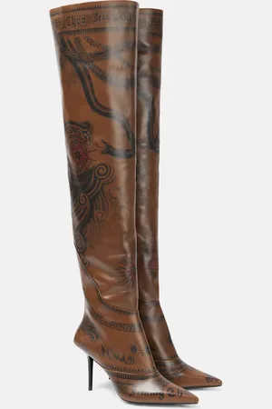 Jimmy Choo X Jean Paul Gaultier Tattoo leather over-the-knee boots