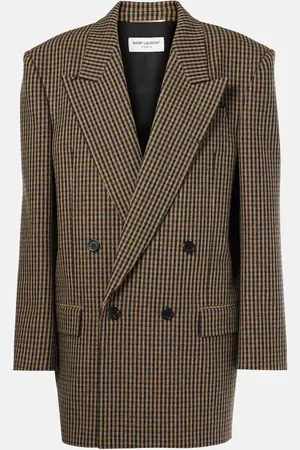 Saint Laurent Checked oversized wool-blend blazer