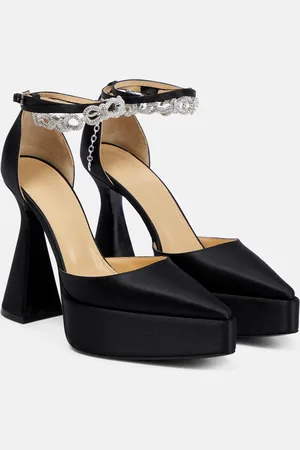 Mach & Mach Bow Chain embellished satin platform pumps