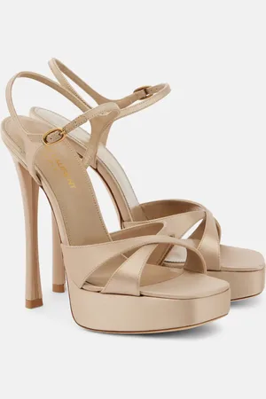 Saint Laurent Debbie 110 crÃªpe satin platform sandals