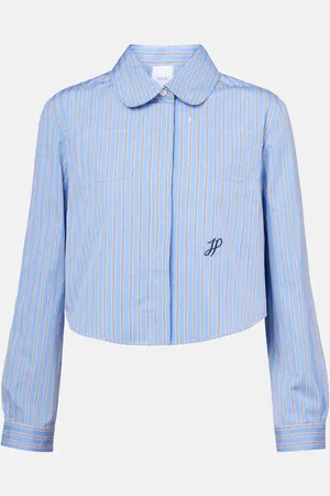 Patou Bengal stripe cropped poplin shirt