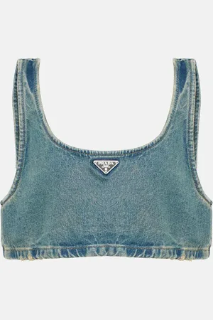 Prada Logo denim bra top