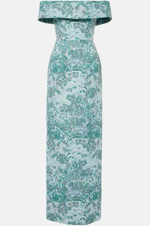 Markarian Clover floral off-shoulder brocade gown