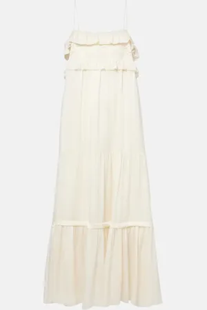 Chloé Lace-trimmed silk charmeuse midi dress