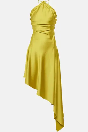The Attico Feather-trimmed satin gown