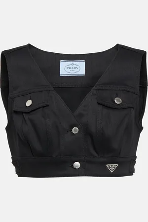 Prada Embellished denim crop top