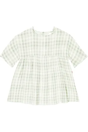 Il gufo Baby checked cotton dress