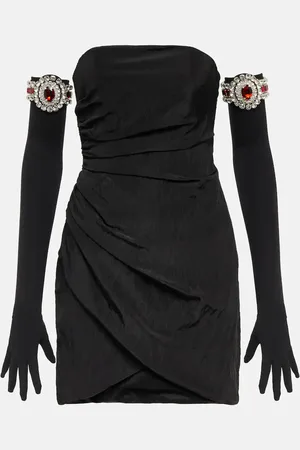 DAVID KOMA MoirÃ© minidress and embellished gloves