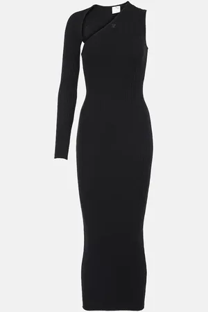 Courrèges Asymmetric ribbed-knit midi dress
