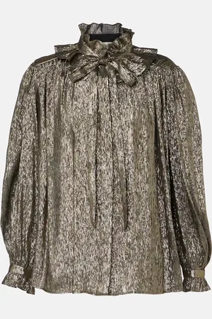 Chloé Ruffled lamÃ© silk-blend blouse