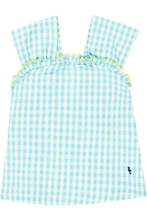 Bobo Choses Gingham cotton and linen top