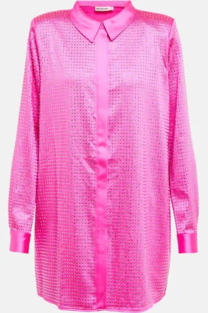 Self-Portrait Crystal-embellished satin shirt