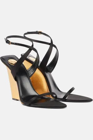 Saint Laurent SalomÃ© 110 crÃªpe satin wedge sandals