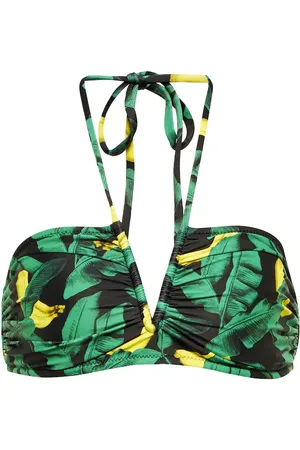 Ganni Printed halterneck bikini top