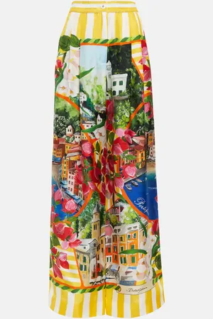 Dolce & Gabbana Portofino high-rise silk twill wide-leg pants