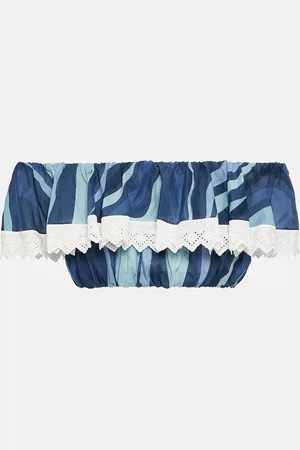 Puccini Marmo off-shoulder cotton crop top