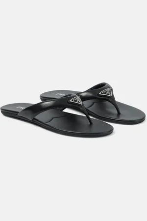 Prada Logo padded leather thong sandals