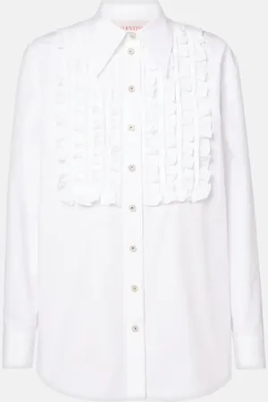 VALENTINO Ruffled cotton poplin shirt
