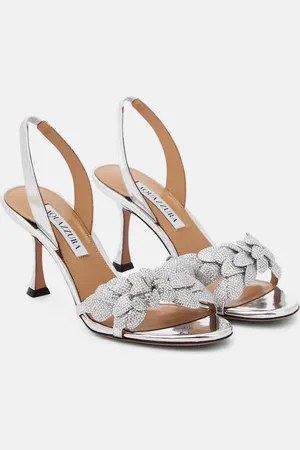 Aquazzura Galactic Flower 75 leather sandals