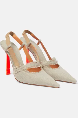 OFF-WHITE Pop Oyster linen slingback pumps