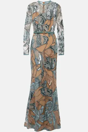 Elie saab Embroidered silk-blend gown