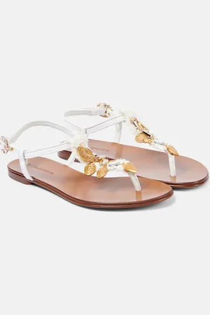Dolce & Gabbana Embellished leather thong sandals