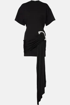 DAVID KOMA Embellished draped jersey minidress