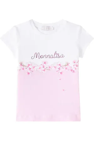 MONNALISA Logo floral cotton-blend T-shirt
