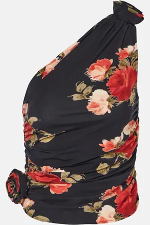 MAGDA BUTRYM Floral ruched one-shoulder top