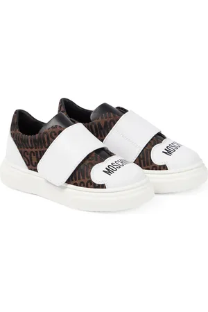 Moschino Logo leather-trimmed sneakers