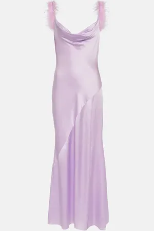 Self-Portrait Feather-trimmed silk gown