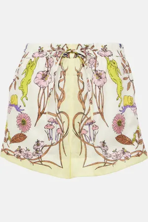 Tory Burch Floral high-rise linen shorts