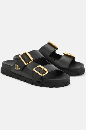 Prada Logo leather sandals