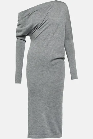 Tom Ford Off-shoulder cashmere and silk midi dress