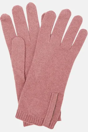 Brunello Cucinelli Embellished cashmere knit gloves