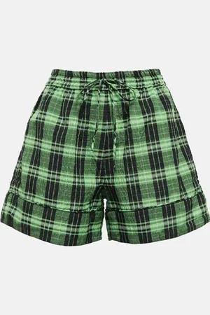 Ganni Checked seersucker shorts