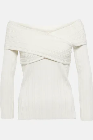VERONICA BEARD Yesenia ribbed-knit off-shoulder top