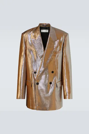 DRIES VAN NOTEN Double-breasted metallic blazer