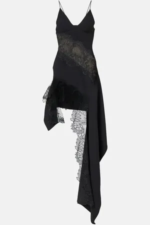 DAVID KOMA Asymmetric lace-trimmed minidress