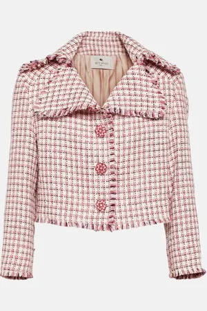 Etro Cropped houndstooth wool-blend jacket
