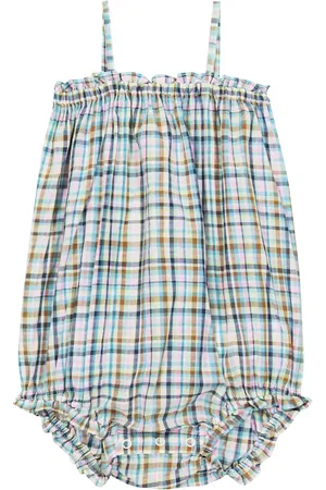 BONPOINT Baby NÃ¨fle checked cotton voile romper