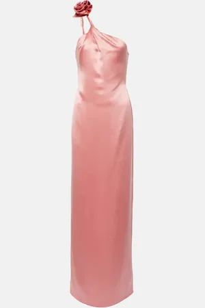 MAGDA BUTRYM Floral-appliquÃ© silk satin gown