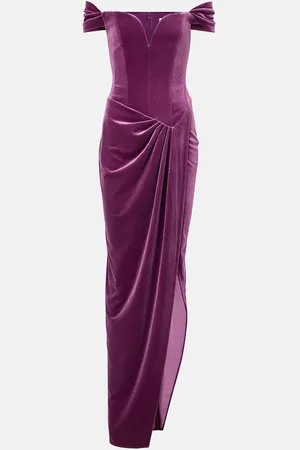 ALEX PERRY Asymmetric velvet bustier gown