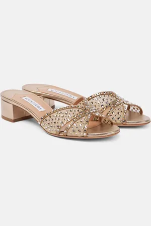 Aquazzura Crystal Love 35 embellished tulle mules