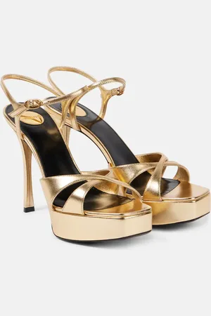 Saint Laurent Debbie 85 metallic-leather platform sandals