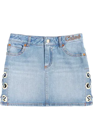 Chloé Lace-detail denim skirt